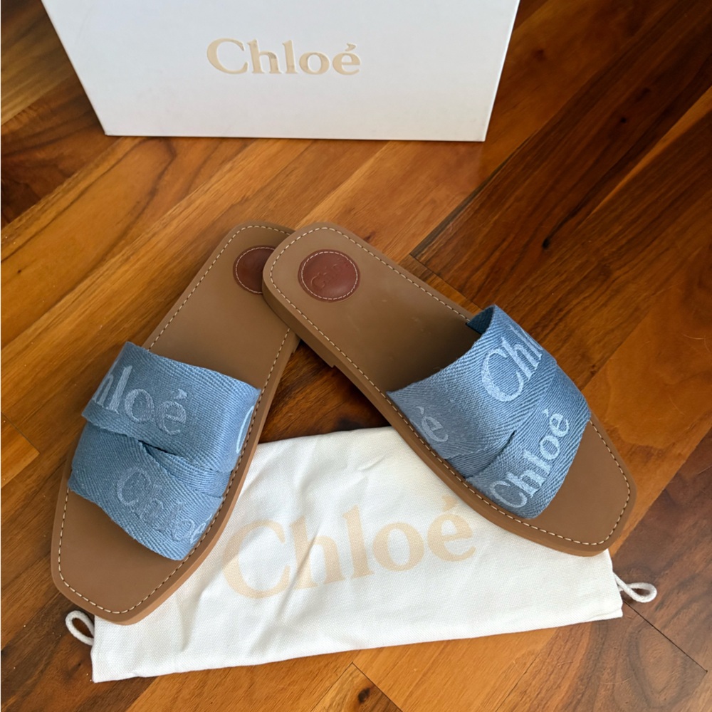 Chloe woody logo strap slides sandals size 42, NEW - Picture 4 of 17
